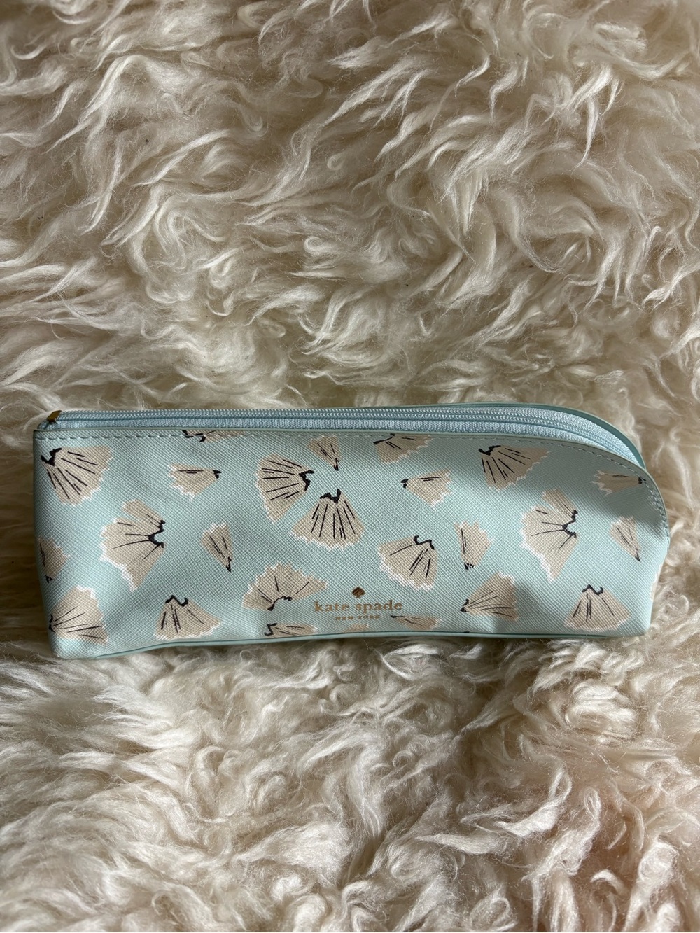 Kate Spade New York Blue Floral Print Pencil/Pen/Make-up Case